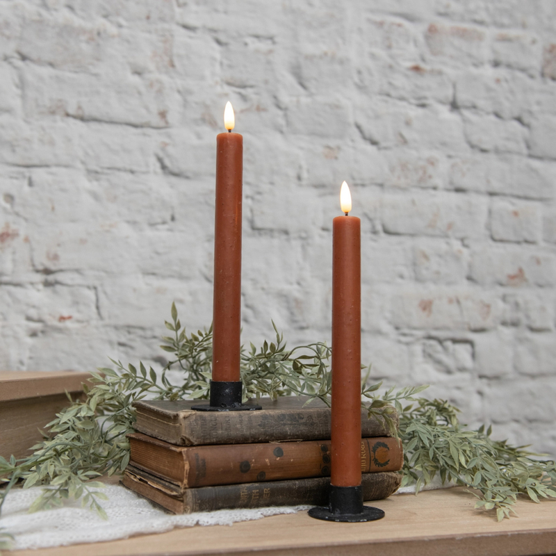 9.5" 3D Flame Bronze Taper Candle [Set of 2]