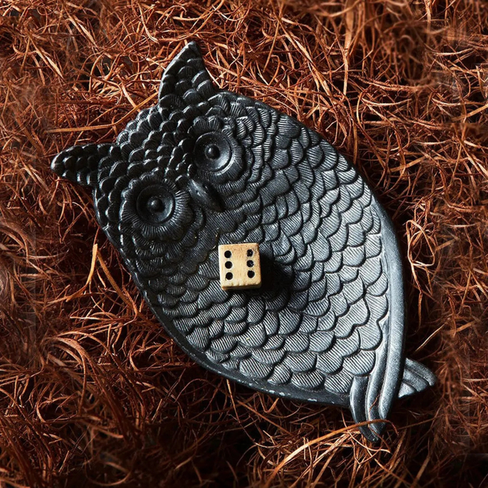 Owl Tray in Black Pewter