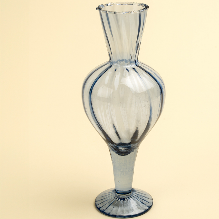 Sundae Blue Glass 10.5" Vase