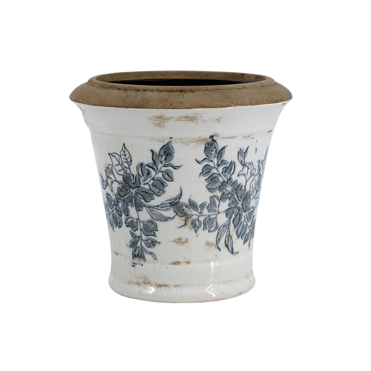 Floral Motif 7" Planter [Muted Black]