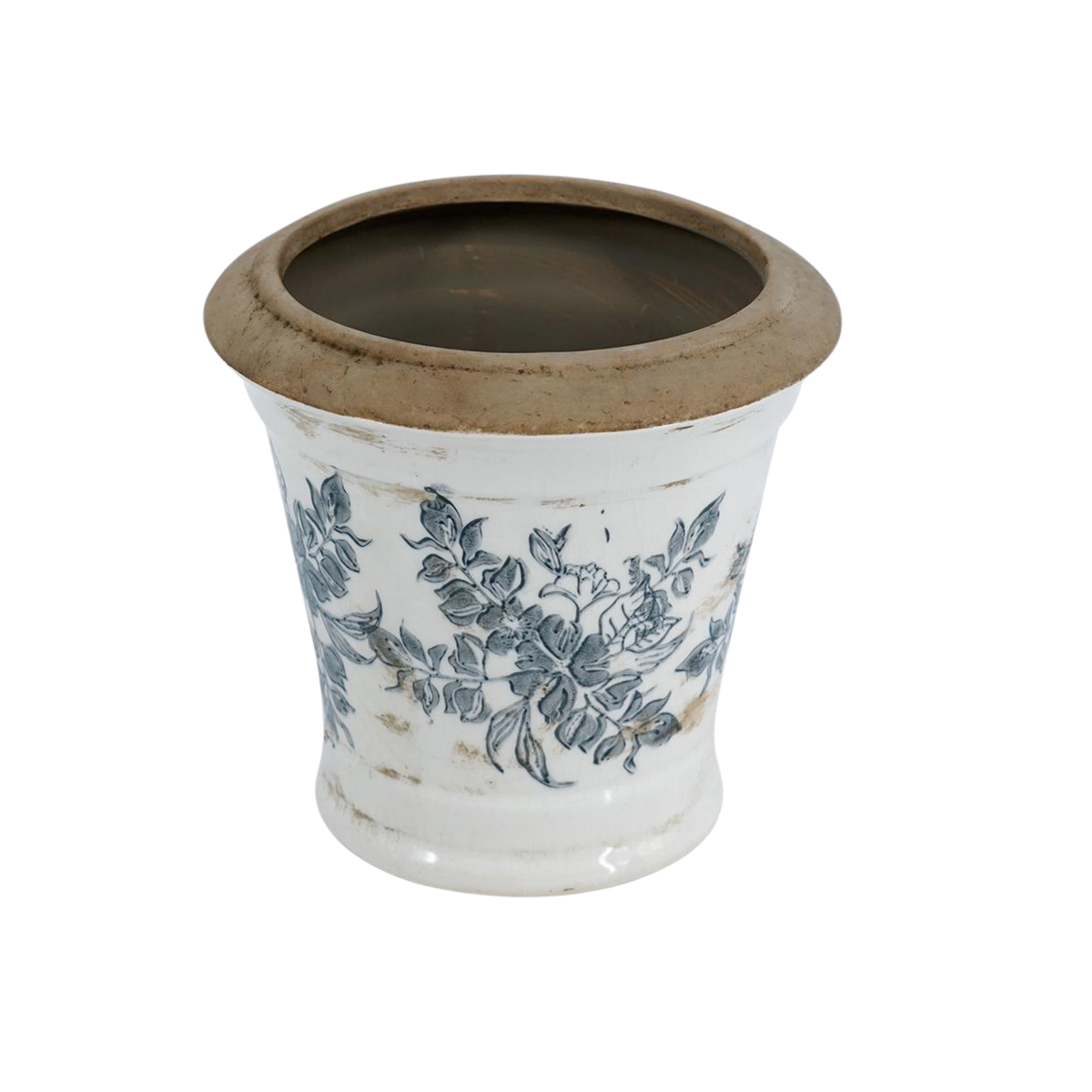 Floral Motif 7" Planter [Muted Black]