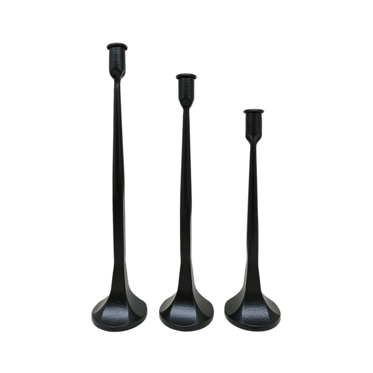 Black Cast Iron Tapered Candle Holder