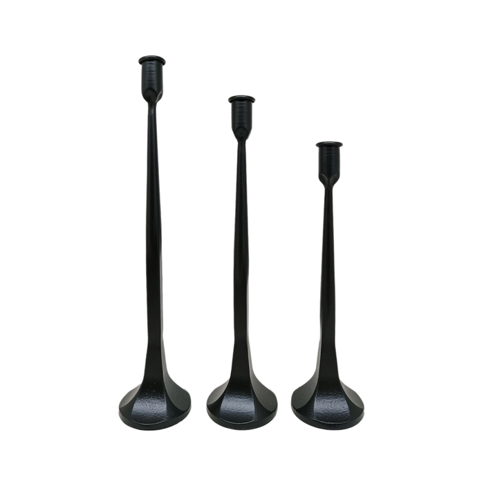 Black Cast Iron Tapered Candle Holder
