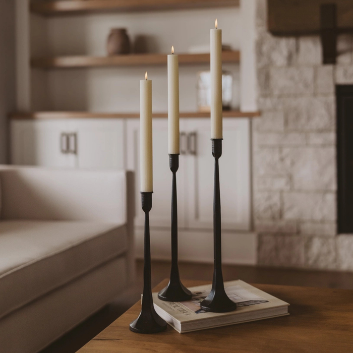 Black Cast Iron Tapered Candle Holder