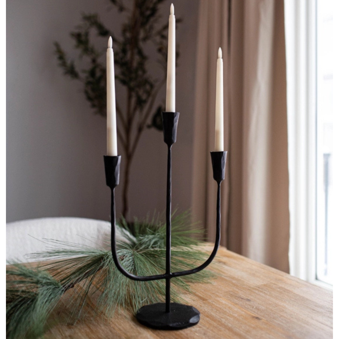 Black Iron 3-Arm Candelabra