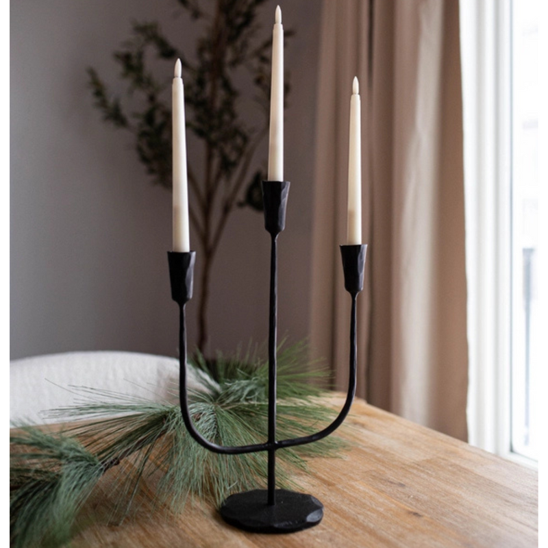 Black Iron 3-Arm Candelabra