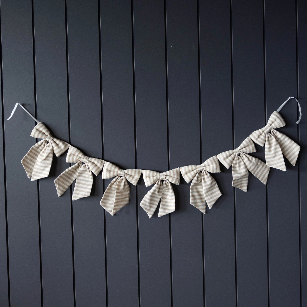 Bow Garland - Beige Striped