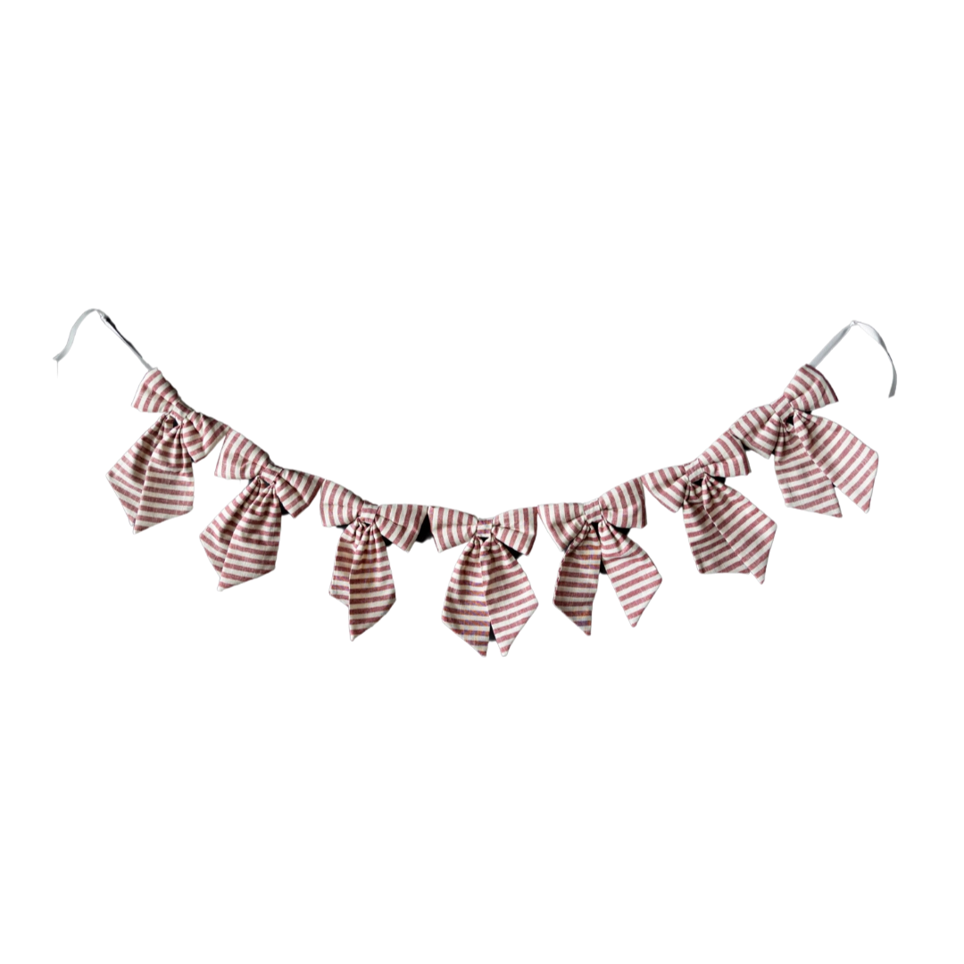 Bow Garland - Cranberry Striped