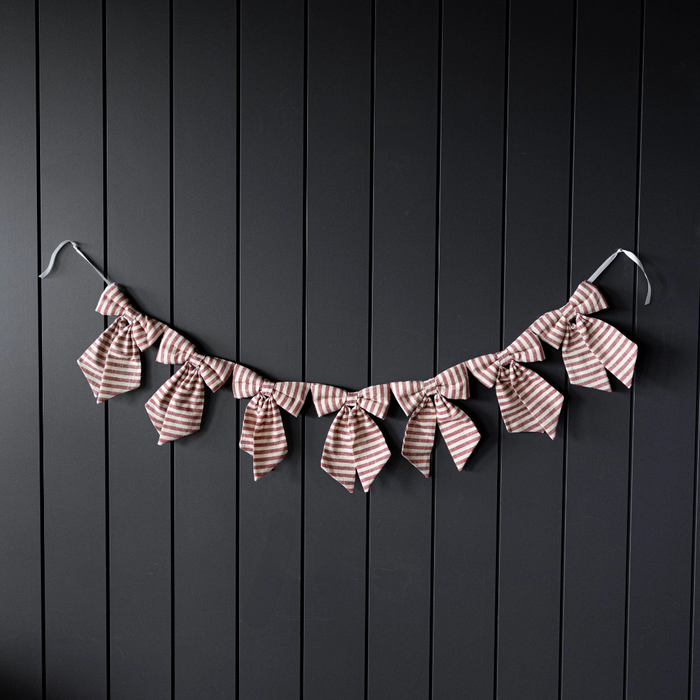 Bow Garland - Cranberry Striped