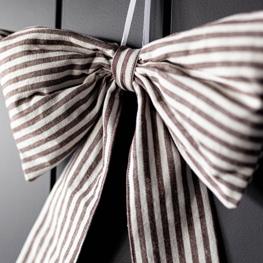 Brown Striped Fabric Bow