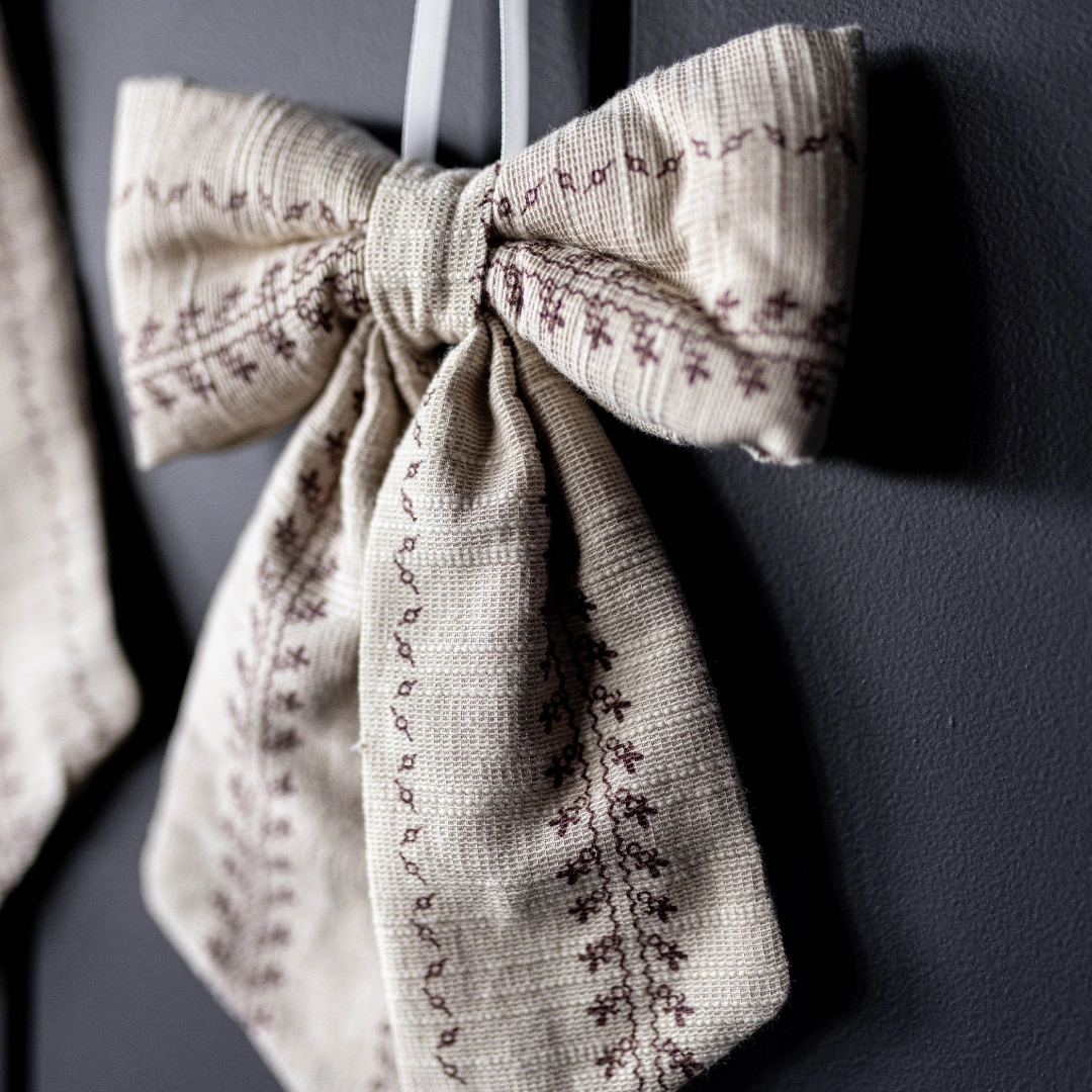 Folk Beige Fabric Bow