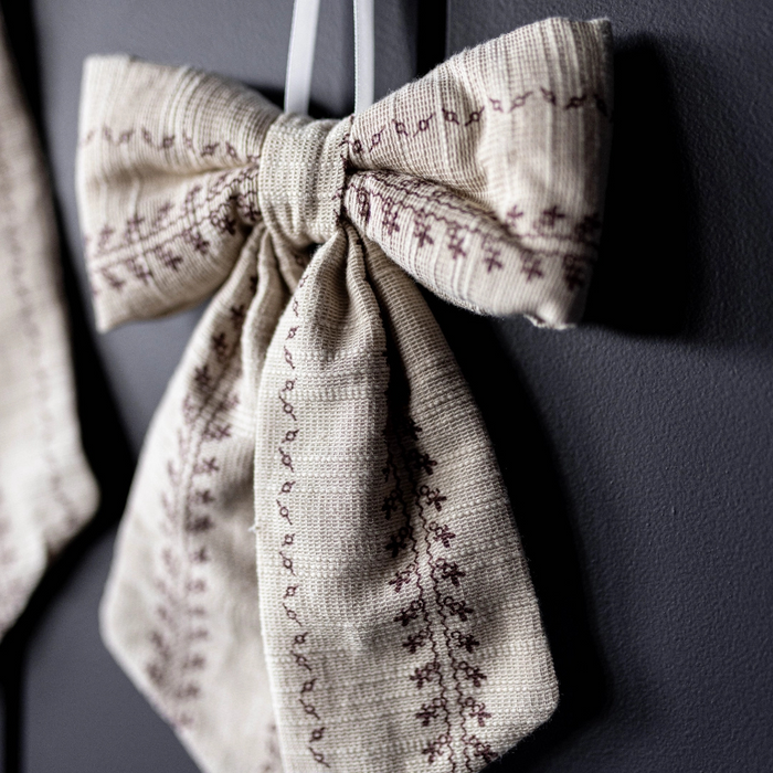 Folk Beige Fabric Bow