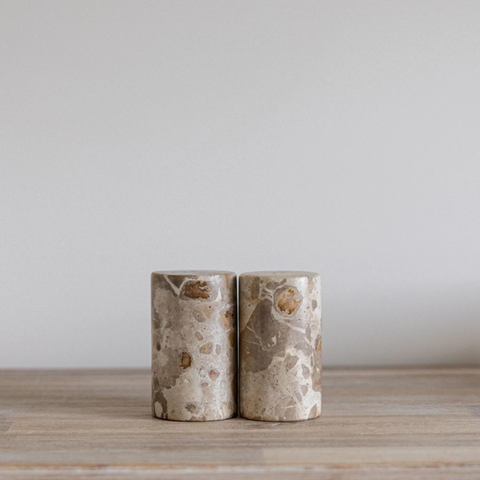 Brown Marble Salt and Pepper Shakers [Set]