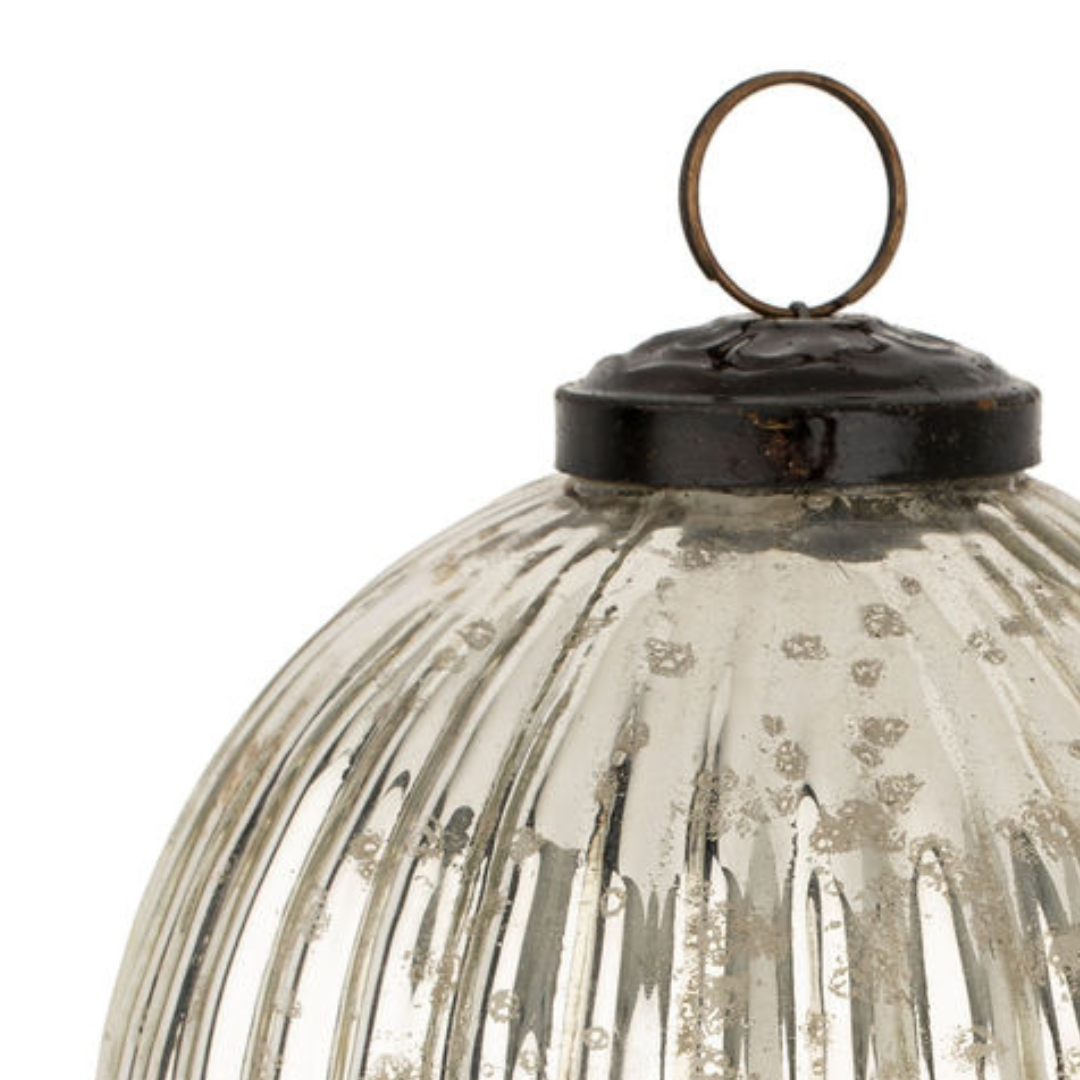 Silverfrost Ribbed Ornament