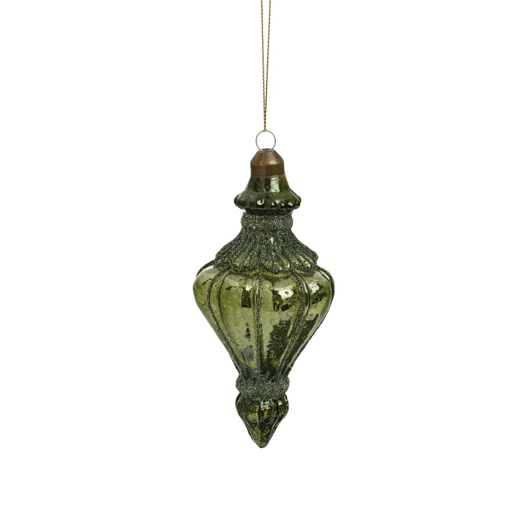 Olive Glass Finial Ornament I