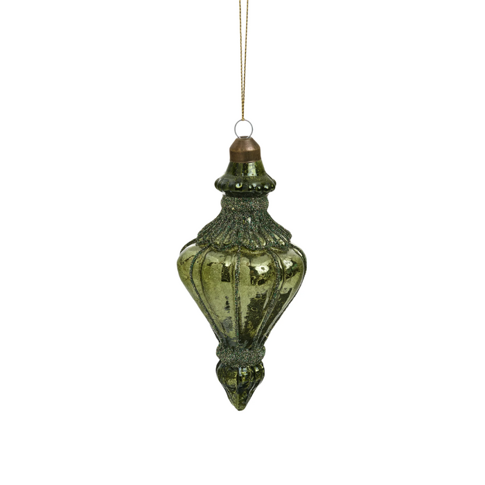 Olive Glass Finial Ornament I