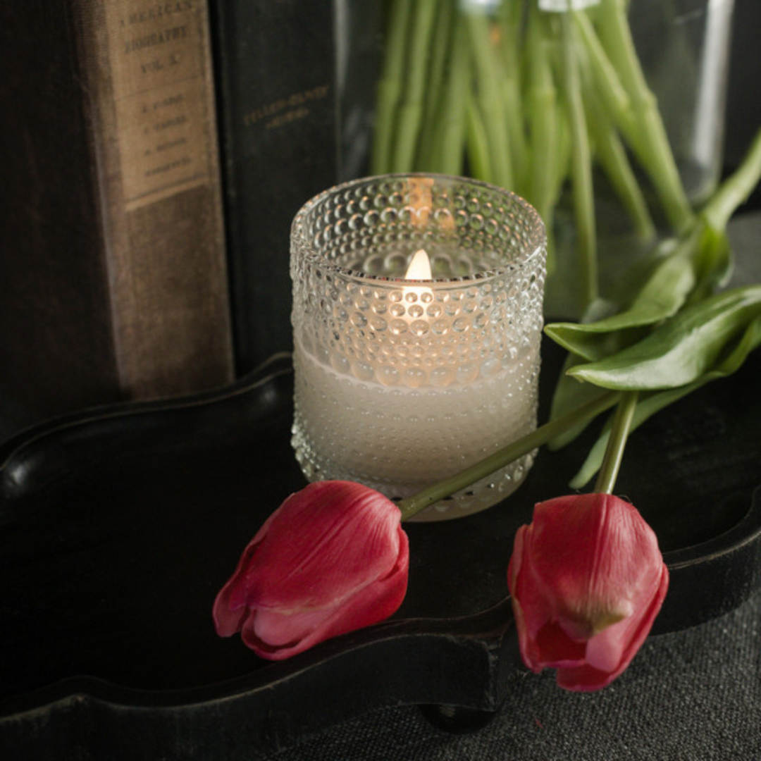 Dotted Glass 3D Flame Candle - 3.25"