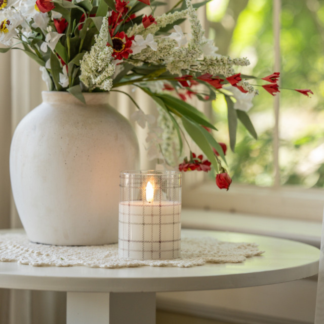 Andri Plaid 3D Flame Candle - 4"