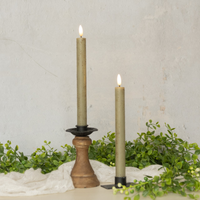 3D Flame Taper Candle [Green - 9.5" -Set of 2]