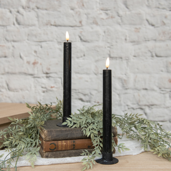 3D Flame Taper Candle [Black - 9.5" -Set of 2]