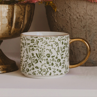 Green Floral Mug