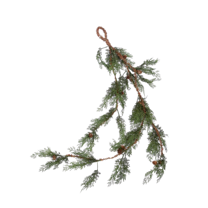 48” Weeping Cypress Hanging Vine Garland with Cones