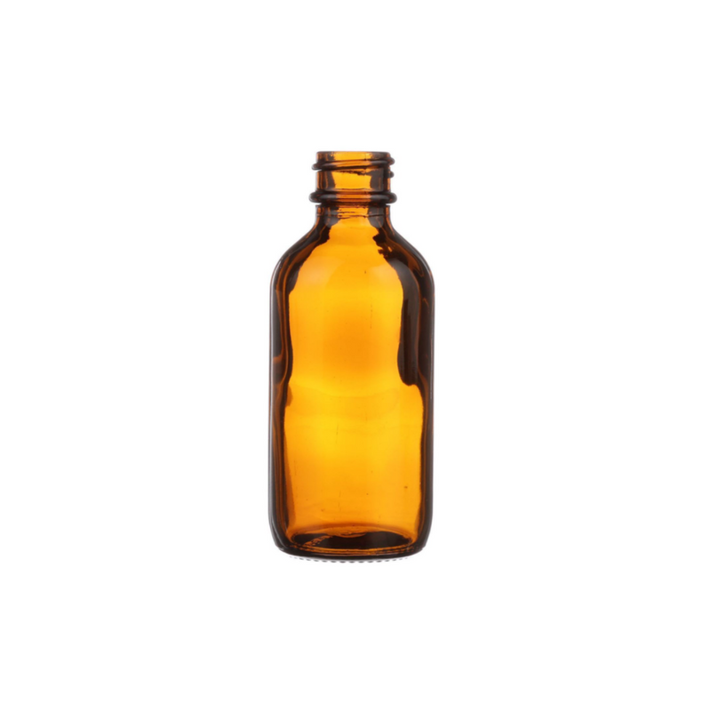 SALE: 2oz Glass Boston Round Bottle Amber