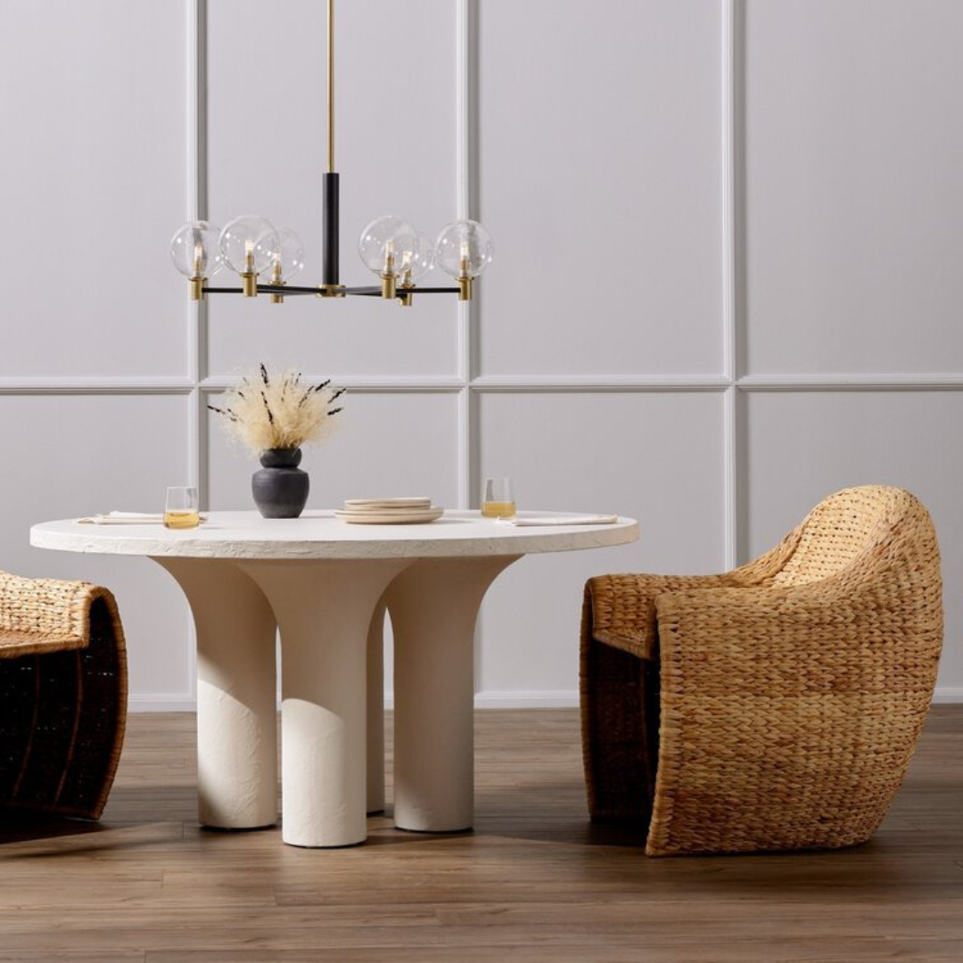 Prema Round Dining Table - Plaster Moulded