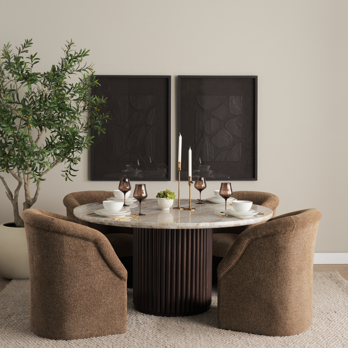Marbrello 60" Round Dining Table