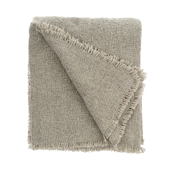 Fringed Boucle Throw - Grey