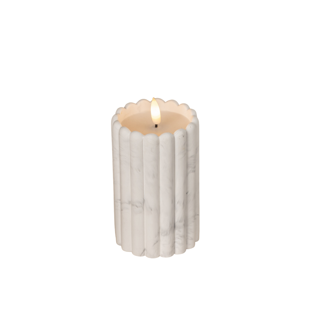 Marble Cement Column 3D Flame Candle