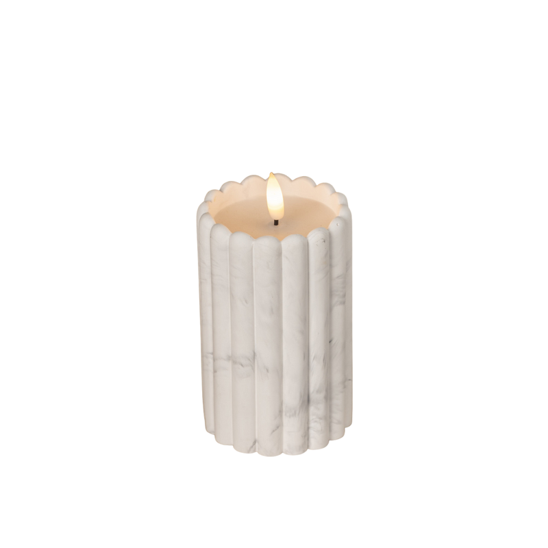 Marble Cement Column 3D Flame Candle