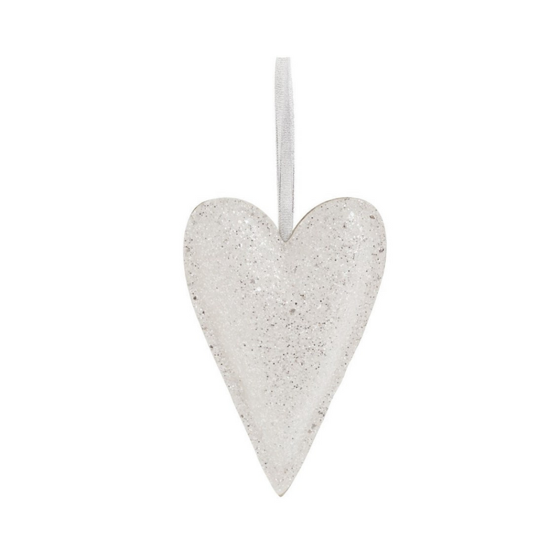 Silver Glitter Heart Ornament