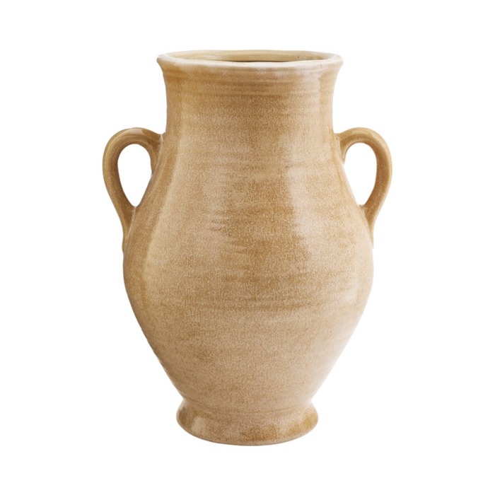 Ceramic Vase /w Handles - Dark Beige