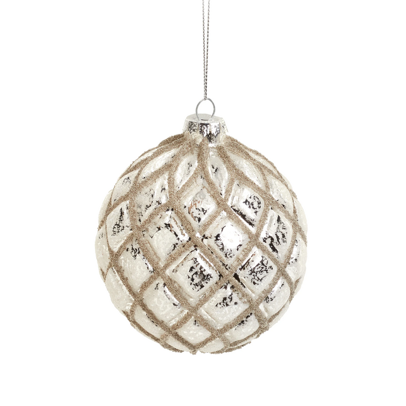 Silver & White Glass Ornament