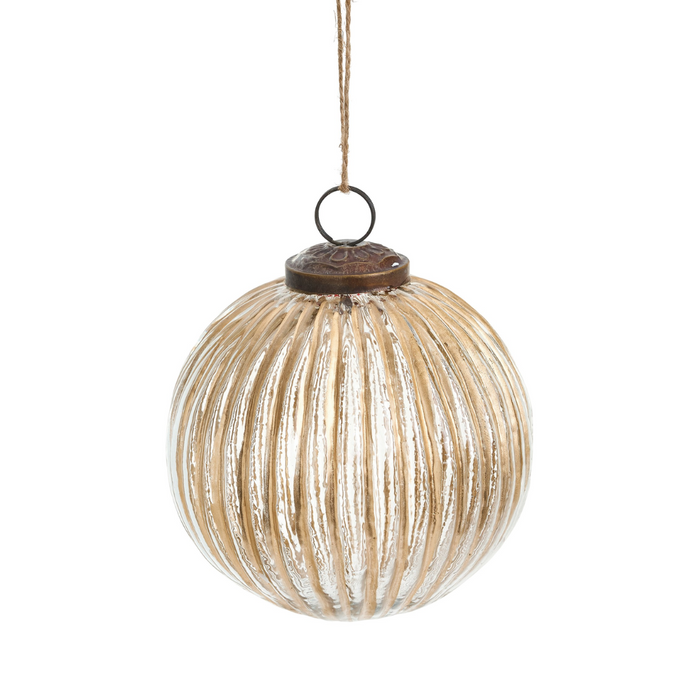 Ridged Gold Clear Glass Ornament