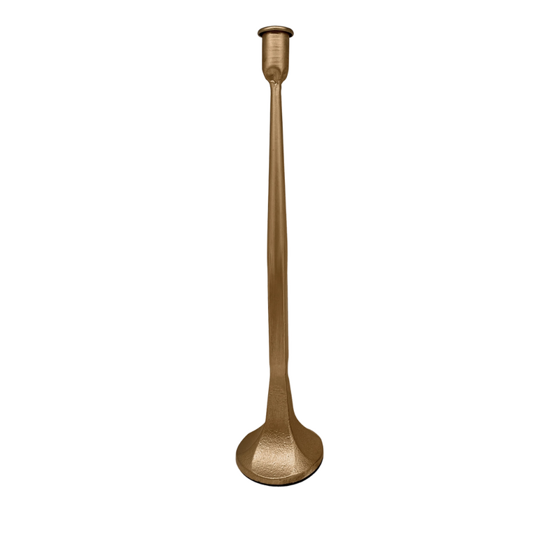 Gold Cast Iron Tapered Candle Holder