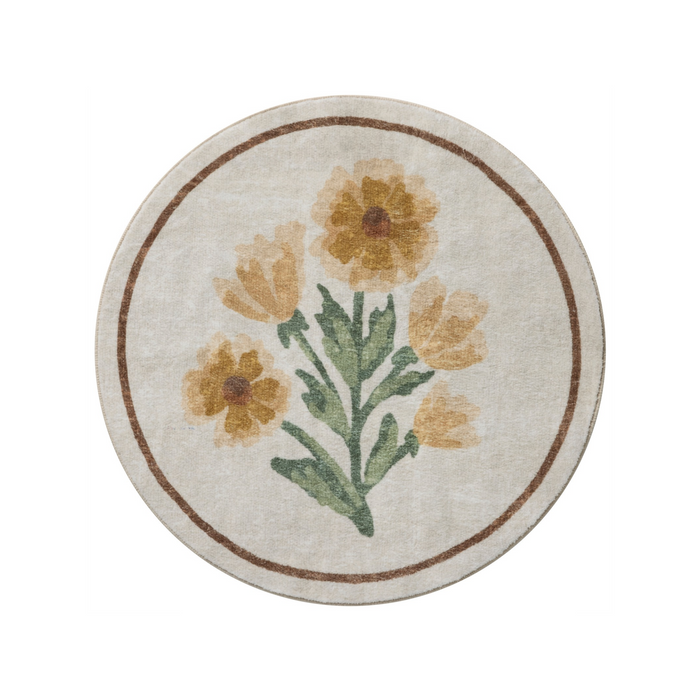 Clove CLO-01 (Chris Loves Julia × Loloi) Round Bath Mat [Ivory/Yellow]