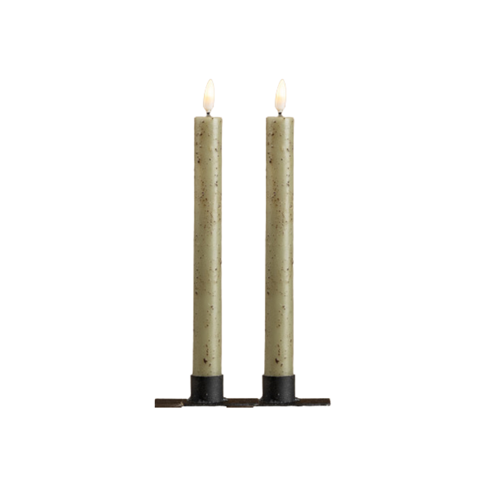 3D Flame Taper Candle [Green - 9.5" -Set of 2]