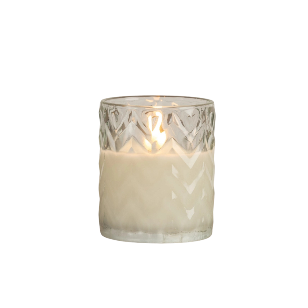 Chevron Glass 3D Flame Candle - 4"