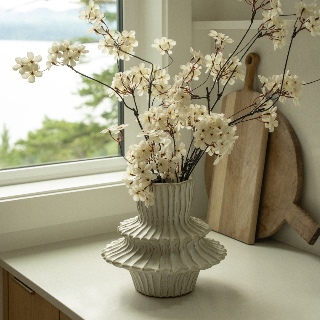 Stria 9" Layered Stoneware Vase