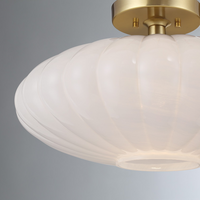 1-Light White Strie Ceiling Light