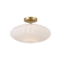 1-Light White Strie Ceiling Light