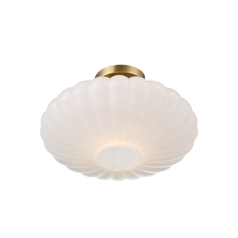 1-Light White Strie Ceiling Light