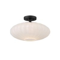 1-Light White Strie Ceiling Light