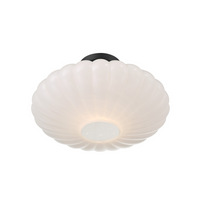 1-Light White Strie Ceiling Light