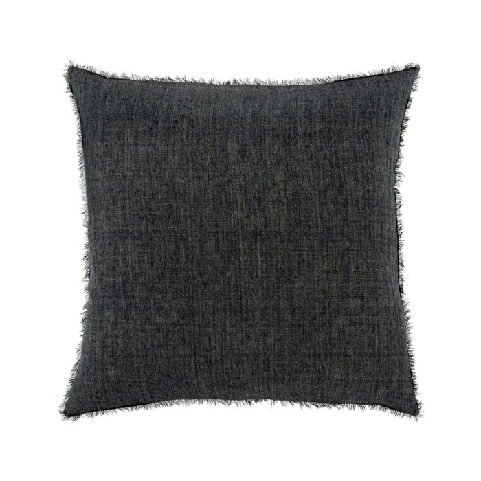 Lina Linen Pillow - Charcoal 24" x 24"