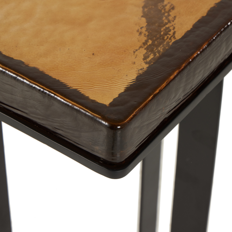 Gavra End Table - Amber Glass Top