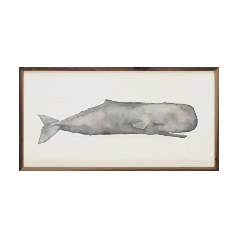 Watercolour Sperm Whale - 16" x 8" Wooden Art Print