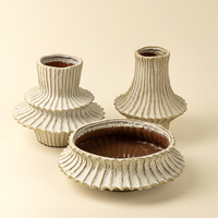 Stria 12" Low Stoneware Vase